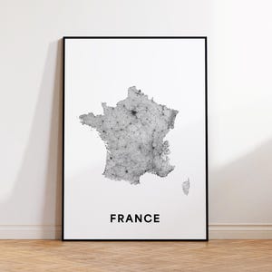 France Map Print, France Road Map Poster, France Country Wall Art, République Française, Gift for French, Printable Map, Digital Download