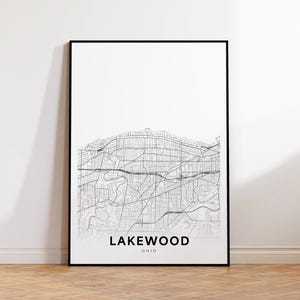 Lakewood City Map Print, Lakewood Street Map Poster, Ohio Map Art, Street Road Map Print, Printable Wall Art, Office Wall Art