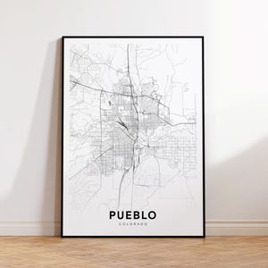 Pueblo City Map Print, Pueblo Street Map Poster, Colorado Map Art, Street Road Map Print, Printable Wall Art, Living Room Decor