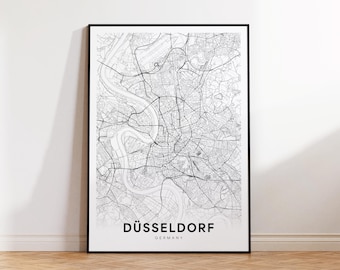 Düsseldorf City Map Printable Wall Art, Minimalist Dusseldorf Map Poster, Germany Map, Minimalist Wall Art, Unique Gift, Digital Download