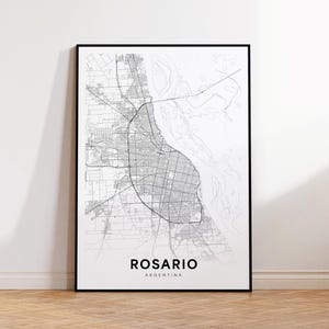 ロサリオ市地図プリント、ロサリオ市地図ポスター、アルゼンチン地図アート、市地図アート、ミニマリスト市地図、即時ダウンロード