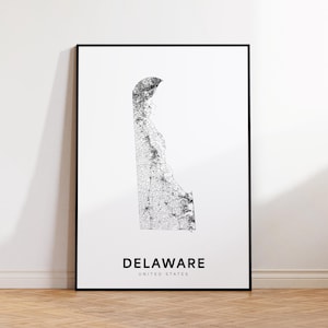 Delaware State Map Print, Delaware Map Poster, Printable Map of Delaware Area, Minimalist DE Road Map Poster, Nursery Room Wall Decor