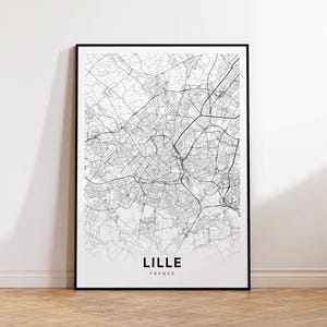 Lille Stadt Karte, Lille Street Karte, Lille Frankreich Minimalistische Karte Drucken, druckbare Stadt Karte, Dekoration, sofort-Download