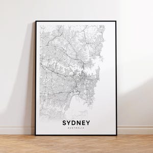 Sydney City Map Print, Sydney Street Map Poster, Australia Map Art, Street Road Map Print, Minimalist City Map, Living Room Decor