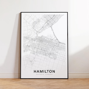 Hamilton City Map Print, Hamilton Street Map Poster, Ontario Map Decor, City Road Map Print, Printable Wall Art, Living Room Decor
