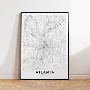 Atlanta City Map, Atlanta GA Street Map, Georgia USA Map Poster, Modern City Road Map, Minimalist Map Decor, Home Office Printable Wall Art