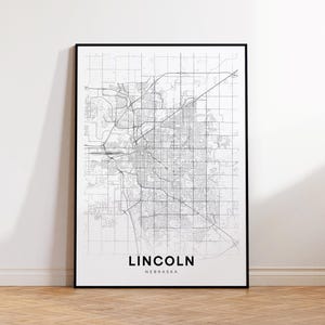 Lincoln City Map Poster, Lincoln NE Street Map, Nebraska City Map Print, City Road Map Print, Printable Wall Art, Living Room Decor