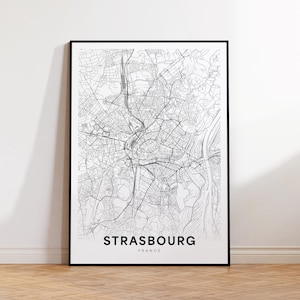 Straßburg Stadt Karte, Straßburg Map, Straßburg Frankreich, moderne Karte Drucken, druckbare Stadt Karte, Wohnkultur, Instant Download