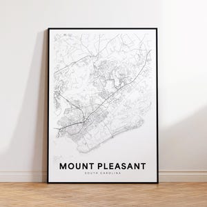 Mount Pleasant City Map Print, Mount Pleasant Street Map Poster, South Carolina Map Art, Street Road Map Print, Printable Wall Art, Wall Art