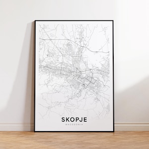 Skopje City Map, Skopje Street Map, Skopje North Macedonia Modern Map Print, City Map Decor, Printable Wall Art, Instant Download