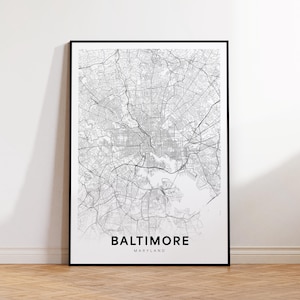 Baltimore MD Stadt Karte, Baltimore Straßenkarte, Maryland USA Karte Poster, moderne Stadt Straßenkarte, minimalistische Karte Dekor, Wanddekoration für Haus oder Büro
