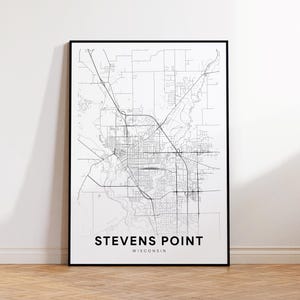 Stevens Point Stadt Karte Poster, Stevens Point Straßen Karte, Wisconsin Karte Kunst, City Road Map Druck, druckbare Wandkunst, Geschenk für Ihn