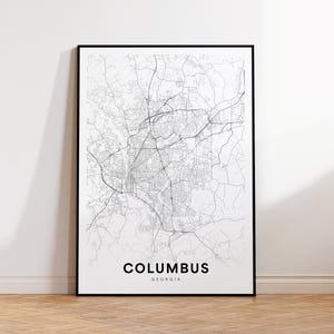Columbus City Map Poster, Columbus GA Street Map, Georgia State Map Print, City Road Map Print, Printable Wall Art, Home Decor