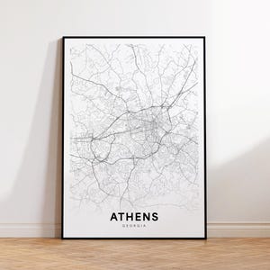 Athens City Map Print, Athens Street Map Poster, Georgia Map Art, Street Road Map Print, Minimalist City Map, Office Wall Art