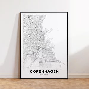 Kopenhagen Stadt Karte, Kopenhagen Karte Druck, Kopenhagen Dänemark Minimalistische Karte Poster, Stadt Karte Dekor, druckbare Karte, Instant Download