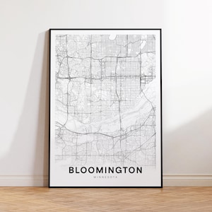 Bloomington City Map Print, Bloomington Street Map Poster, Minnesota Map Art, Street Road Map Print, Minimalist City Map, Office Wall Art