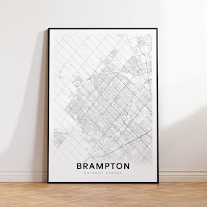 Brampton City Map Print, Brampton Street Map Poster, Ontario Map Decor, City Road Map Print, Printable Wall Art, Living Room Decor