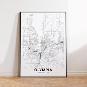 Olympia stadskaart print, Olympia stratenkaart poster, Washington kaartkunst, stratenplan print, afdrukbare muurkunst, woonkamer decor