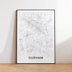 Durham City Map Poster, Durham NC Street Map, North Carolina State Map Print, City Street Map Print, Printable Wall Art, Home Decor