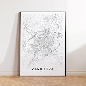 Zaragoza Karte, Zaragoza Spanien Karte, Wandkunst, Minimalistische Karte Druck, moderne Wanddekoration, Zaragoza Straßen Karte, Dekoration, Instant Download