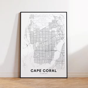 Cape Coral City Map Print, Cape Coral Street Map Poster, Florida Map Art, Street Road Map Print, Printable Wall Art, Wall Office Decor