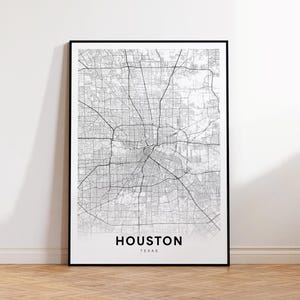 Houston Map Print, Houston City Map Poster, Texas Map, Street Map Art, Minimalist Map Gift for Him, Office Decor, Printable Wall Art