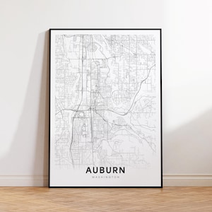 Kastanjebruine stadskaart afdrukken, poster kastanjebruine stratenkaart, Washington kaartkunst, stratenwegenkaart afdrukken, minimalistische stadskaart, woonkamerdecor