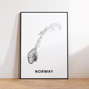 Norway Map Print, Norway Road Map Poster, Norway Country Map Poster, Black and White Norway Print, Printable Wall Art, Home Decor