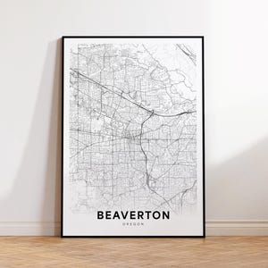 Beaverton ODER Stadt Karte, Beaverton Street Karte, Oregon USA Karte Poster, moderne Stadt Straßenkarte, minimalistische Karte, Büro Wanddekor, druckbare Karte