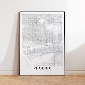 Phoenix City Map Druck, Phoenix City Map Poster, AZ Street Map Art, moderne Karte, Geschenk für sie, Home Decor, druckbare Wandkunst