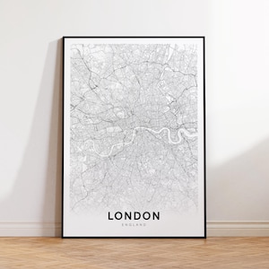 Mapa de la ciudad de Londres, impresión de mapas de Londres, póster de mapas minimalistas de Londres, decoración de mapas de la ciudad, mapa imprimible, descarga instantánea