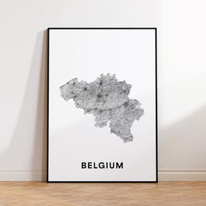 Belgium Map Print, Belgium Road Map Poster, Belgium Country Map Poster, Minimalist Belgium Printable Wall Art, College Wall Decor