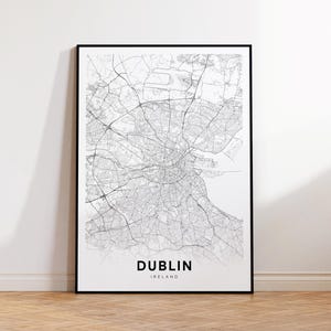 Dublin City Map, Dublin Map Print, Dublin Ireland Minimalist Map Poster, City Map Decor, Printable Map, Instant Download
