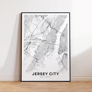 Jersey City Map Poster, Jersey City NJ Street Map, New Jersey Map Print, City Road Line Map Print, Printable Wall Art, Office Room Wall Art