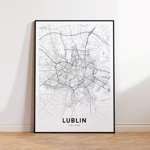 Mapa da cidade de Lublin, arte de parede de Lublin, Polônia, impressão de mapa minimalista, decoração de parede moderna, mapa de rua de Lublin, presente para ela, download instantâneo