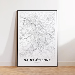 Saint-Étienne Stadtplan, Saint-Étienne Stadtplan, Saint-Étienne Frankreich moderne Karte Drucken, druckbare Stadt Karte, druckbare Wandkunst