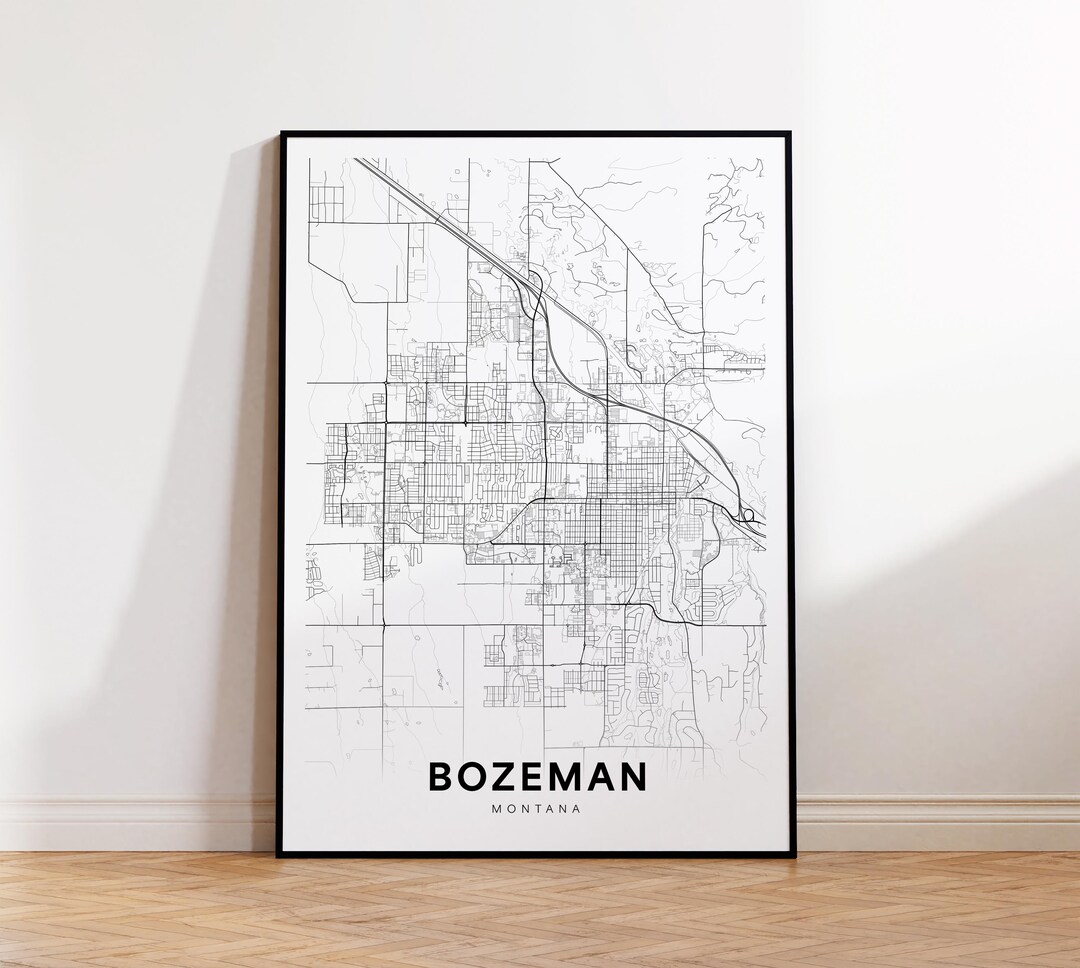 Bozeman City Map Print, Bozeman Street Map Poster, Montana Map Art ...