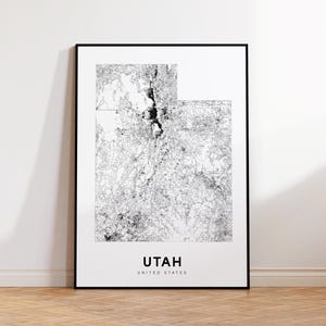 Impression de carte de l'Utah, carte de l'état de l'Utah, art minimaliste d'impression de carte de l'état de l'Utah, cadeau de l'Utah, art mural carte imprimable, décoration murale maison