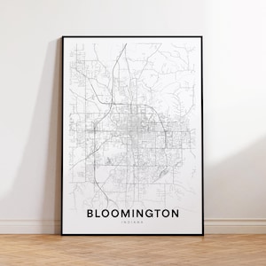 Bloomington Karte Drucken, Bloomington Street Karte Poster, Indiana Karte Kunst, Straße Straßenkarte Drucken, druckbare Wandkunst, Wand Bürodekor