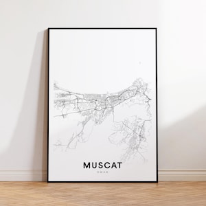 Muscat City Map Print, Muscat City Map Poster, Oman Map Art, Street Road Map Print, Printable Wall Art, Digital Download