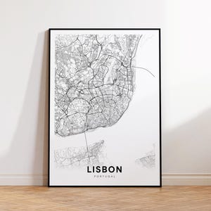 Lisbon City Map, Lisbon Street Map, Lisbon Portugal Modern Map Print, City Map Decor, Printable Wall Art, Instant Download