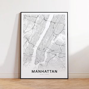 Manhattan City Map Print, Manhattan Street Map Poster, New York Map Art, Street Road Map Print, Printable Wall Art, Wall Office Decor