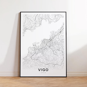 Vigo Stadt Karte, Vigo Spanien Wandkunst, Minimalistische Karte Druck, moderne Wanddekoration, Vigo Street Map, Geschenk für Ihn, Sofort Download