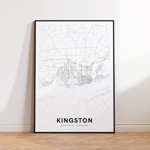 Kingston City Map Print, Kingston Street Map Poster, Ontario Map Decor, City Road Map Print, Printable Wall Art, Living Room Decor
