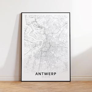 Antwerp City Map Print, Antwerp Street Map Poster, Belgium Map Art, Street Road Map Print, Minimalist City Map, Living Room Decor