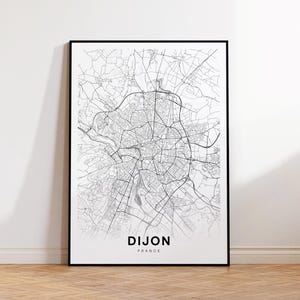 Dijon Stadt Karte, Dijon Street Map, Dijon Frankreich moderne Karte Print, druckbare Stadt Karte, Geschenk für Freunde, Sofort Download