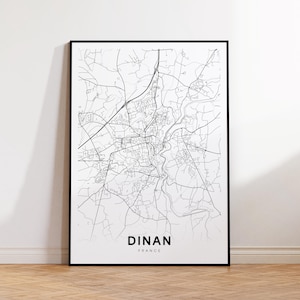 Dinan Karte, Dinan Straßen Karte, Dinan Frankreich Minimalistische Karte Drucken, druckbare Stadt Karte, Geschenk für Französisch, sofortiger Download