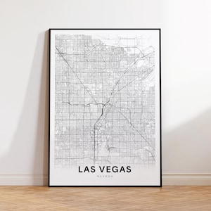 Las Vegas NV City Map, Las Vegas Street Map, Nevada USA Map Poster, Modern City Road Map, Minimalist Map Decor, Home Office Wall Decor