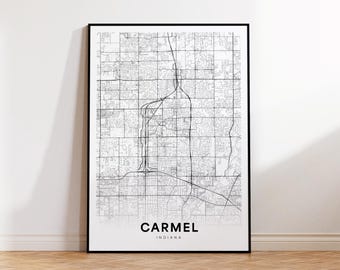 Carmel City Map Print, Carmel Street Map Poster, Indiana Map Art, Street Road Map Print, Printable Wall Art, Wall Office Decor