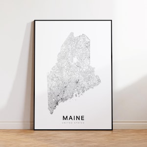 Maine State Map Print, Maine Map Poster, Printable Maine US Map, Minimalist ME Road Map Poster, Modern Wall Decor, Instant Download